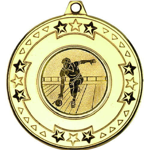 Ten Pin Tri Star Medal | Gold | 50mm