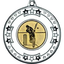 Cricket Tri Star Medal | Silver | 50mm