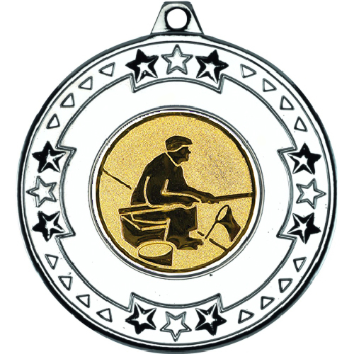 Fishing Tri Star Medal | Silver | 50mm