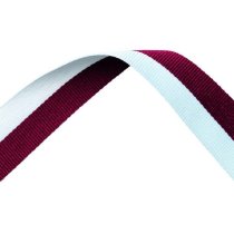 Maroon and White Medal Ribbon with metal clip | 22mm x 800mm