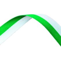 Green and White Medal Ribbon with metal clip | 22mm x 800mm