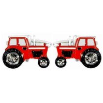 Red Tractor Cuff Links in Personalised Silver Box