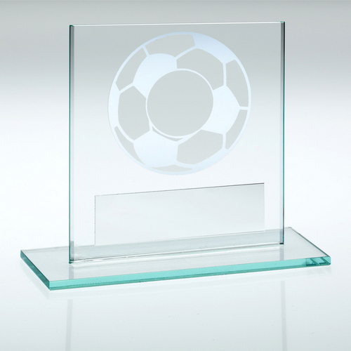 Jade Glass With Silver Football Trophy | 83mm