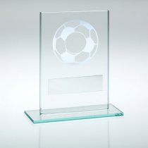 Jade Glass With Silver Football Trophy | 114mm