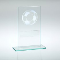 Jade Glass With Silver Football Trophy | 140mm