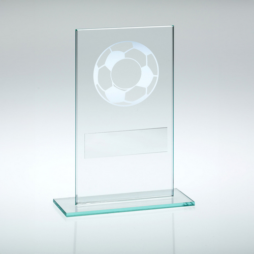 Jade Glass With Silver Football Trophy | 140mm