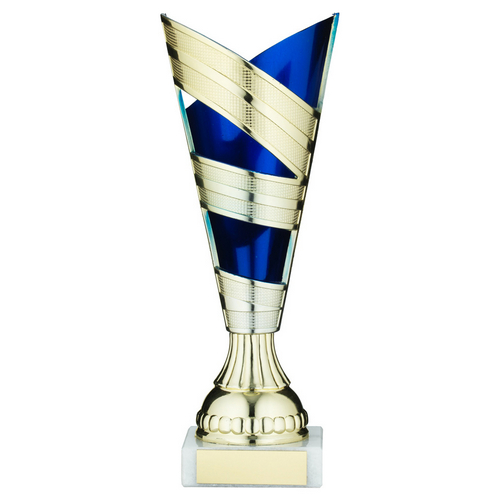 Gold/Blue Plastic V Stem Trophy Cup | 210mm