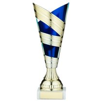 Gold/Blue Plastic V Stem Trophy Cup | 216mm