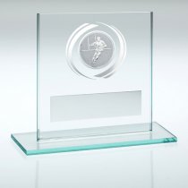 Jade/Silver Glass Rugby Trophy | 83mm
