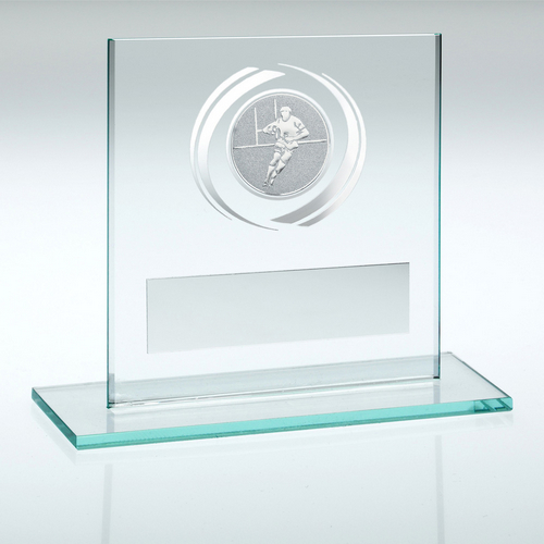 Jade/Silver Glass Rugby Trophy | 83mm