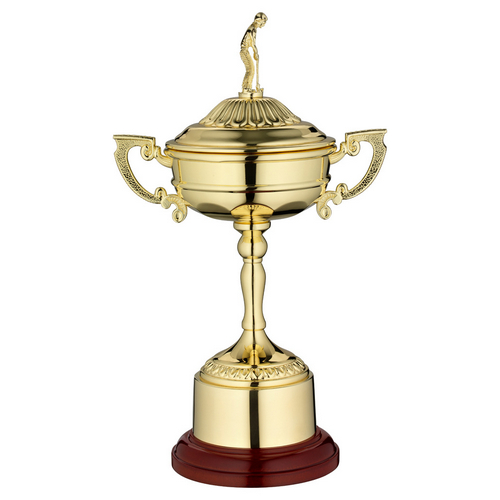 Gold Finish Ryder Trophy Cup| Round Base with Plinth Band | 305mm