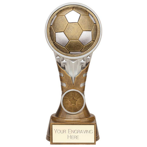 Ikon Tower Football Trophy | Antique Silver & Gold | 175mm | G24