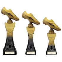 Fusion Viper Tower Football Boot Trophy | Black & Gold | 320mm | G25