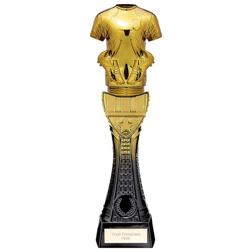Fusion Viper Tower Football Shirt Trophy | Black & Gold | 295mm | G24