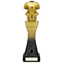 Fusion Viper Tower Football Shirt Trophy | Black & Gold | 320mm | G25