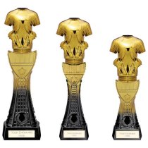 Fusion Viper Tower Football Shirt Trophy | Black & Gold | 320mm | G25