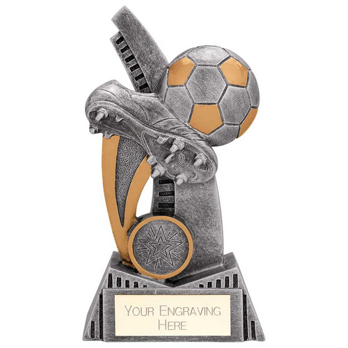 Nemesis Football Boot & Ball Trophy | Antique Gold & Silver | 160mm | G25