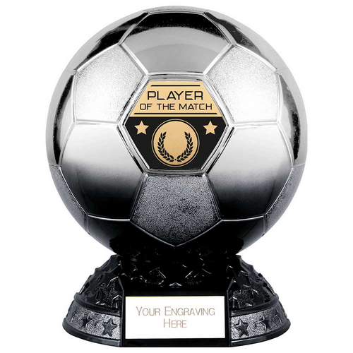 Elite Heavyweight Player Of Match Football Trophy | Platinum to Black | 185mm | G24