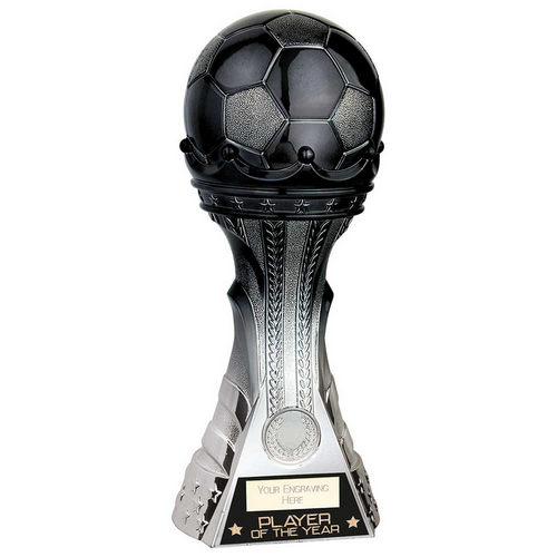 King Heavyweight Player of Year Football Trophy | Black to Platinum | 250mm | G24