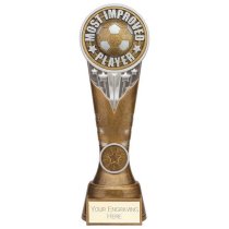 Ikon Tower Most Improved Player Football Trophy | Antique Silver & Gold | 225mm | G24