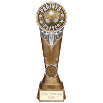 Ikon Tower Parents Player Football Trophy | Antique Silver & Gold | 225mm | G24