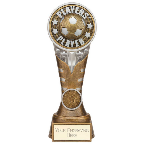 Ikon Tower Players Player Football Trophy | Antique Silver & Gold | 200mm | G24