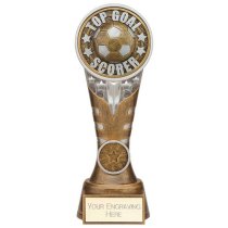 Ikon Tower Top Goal Scorer Football Trophy | Antique Silver & Gold | 200mm | G24