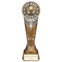 Ikon Tower Top Goal Scorer Football Trophy | Antique Silver & Gold | 225mm | G24