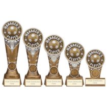 Ikon Tower Managers Player Football Trophy | Antique Silver & Gold | 175mm | G24
