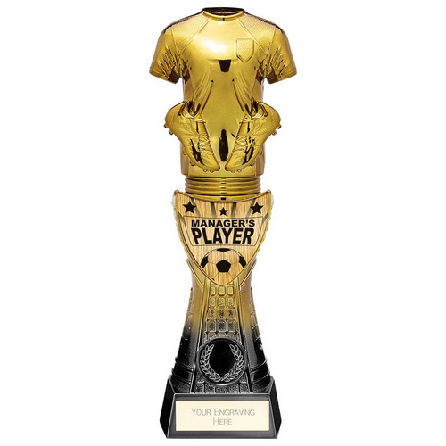 Fusion Viper Shirt Managers Player Football Trophy | Black & Gold | 255mm | G7