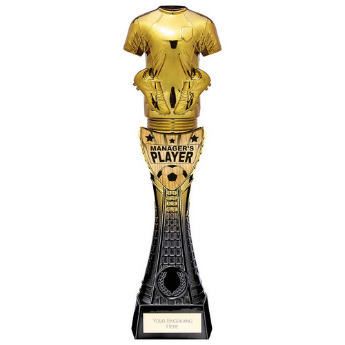 Fusion Viper Shirt Managers Player Football Trophy | Black & Gold | 295mm | G24