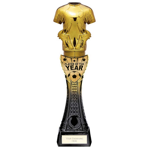Fusion Viper Shirt Player of the Year Football Trophy | Black & Gold | 295mm | G24
