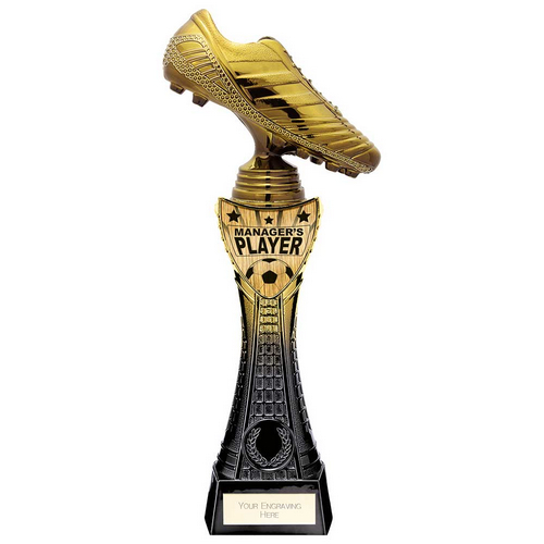 Fusion Viper Boot Managers Player Football Trophy | Black & Gold | 295mm | G24