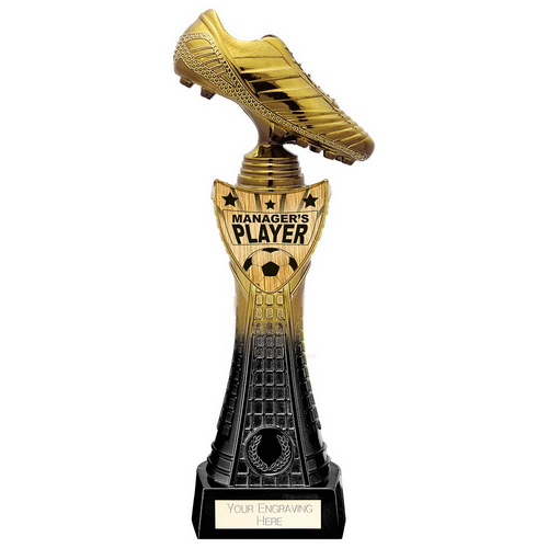 Fusion Viper Boot Managers Player Football Trophy | Black & Gold | 320mm | G25
