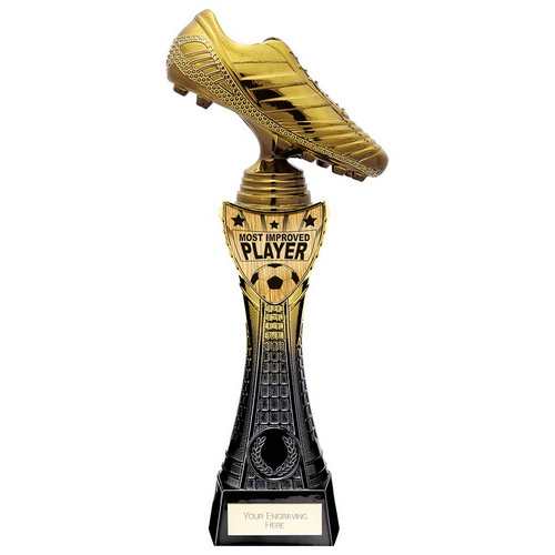 Fusion Viper Boot Most Improved Football Trophy | Black & Gold | 295mm | G24