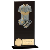 Euphoria Hero Glass Football Trophy | Jet Black | 180mm |