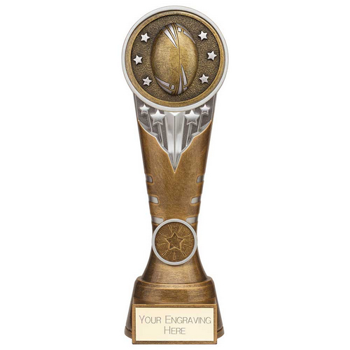 Ikon Tower Rugby Trophy | Antique Silver & Gold | 225mm | G24