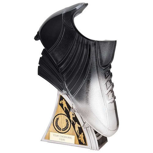 Power Boot Rugby Trophy | Platinum & Black | 200mm |