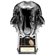 Invincible Heavyweight Rugby Shirt Trophy | Carbon Black and Platinum | 220mm |