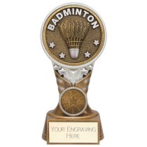 Ikon Tower Badminton Trophy | Antique Silver & Gold | 150mm | G24