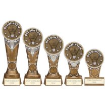 Ikon Tower Badminton Trophy | Antique Silver & Gold | 150mm | G24