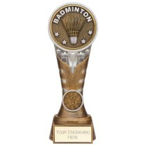 Ikon Tower Badminton Trophy | Antique Silver & Gold | 200mm | G24