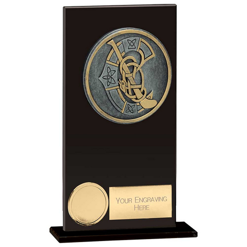 Euphoria Hero GAA Camogie Glass Trophy | Jet Black | 160mm |