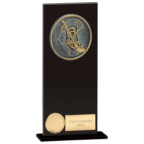 Euphoria Hero GAA Camogie Glass Trophy | Jet Black | 200mm |