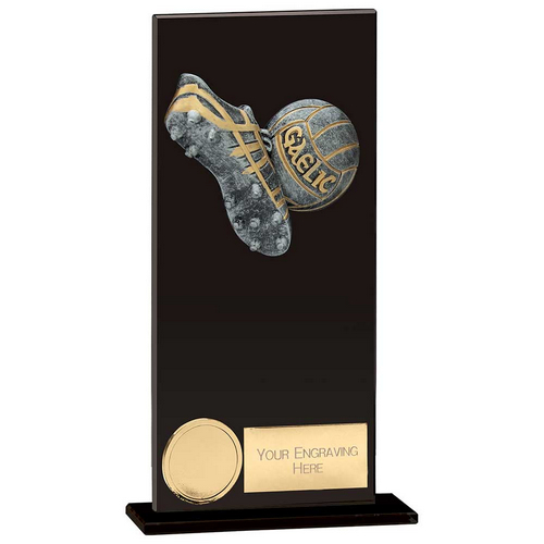 Euphoria Hero GAA Boot Ball Glass Trophy | Jet Black | 180mm |