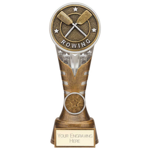 Ikon Tower Rowing Trophy | Antique Silver & Gold | 200mm | G24