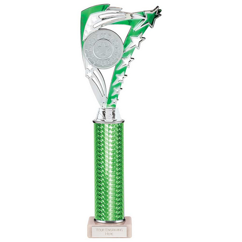 Frenzy Silver & Green Tube Trophy | 340mm | E1408D