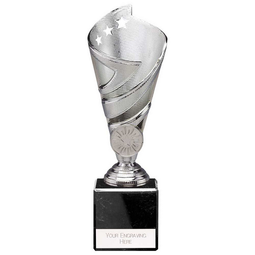 Hurricane Silver Plastic Cup Trophy | Heavy Marble Base | 195mm | E4294B