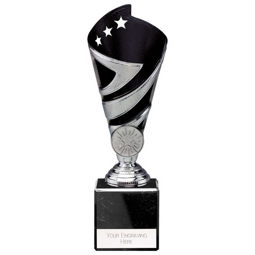 Hurricane Silver & Black Plastic Cup Trophy | Heavy Marble Base | 195mm | E4294B