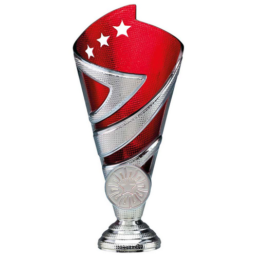 Hurricane Silver & Red Plastic Cup Trophy | Heavy Marble Base | 170mm | E1408A